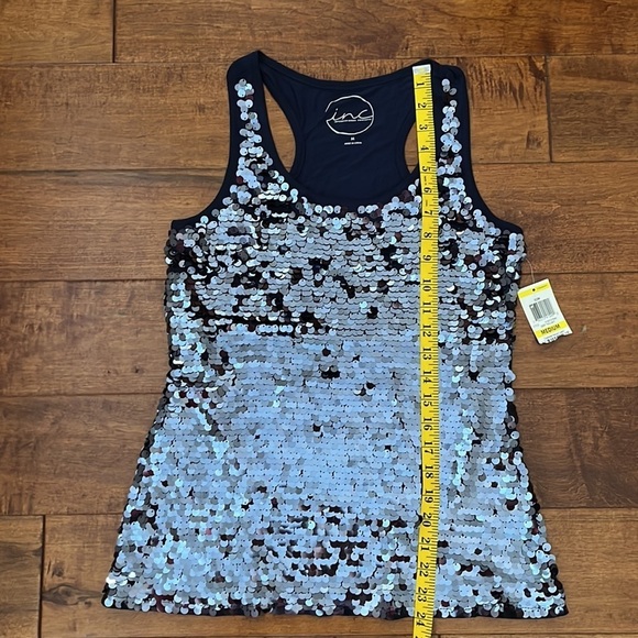 NWT International concepts Navy racer
back sequin tank top Size M - Picture 7 of 10